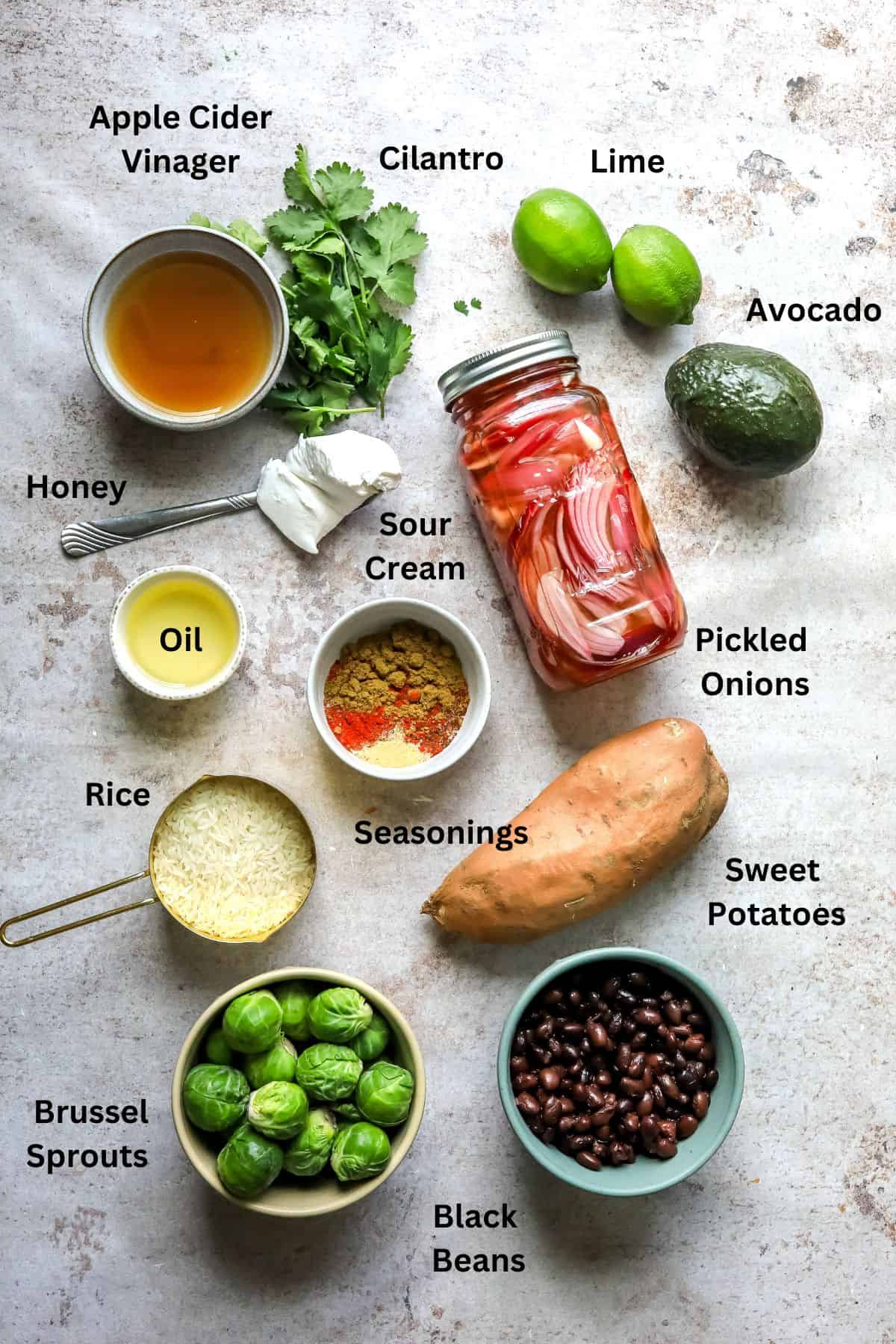 Ingredients needed to make this recipe on a counter overhead photo. 