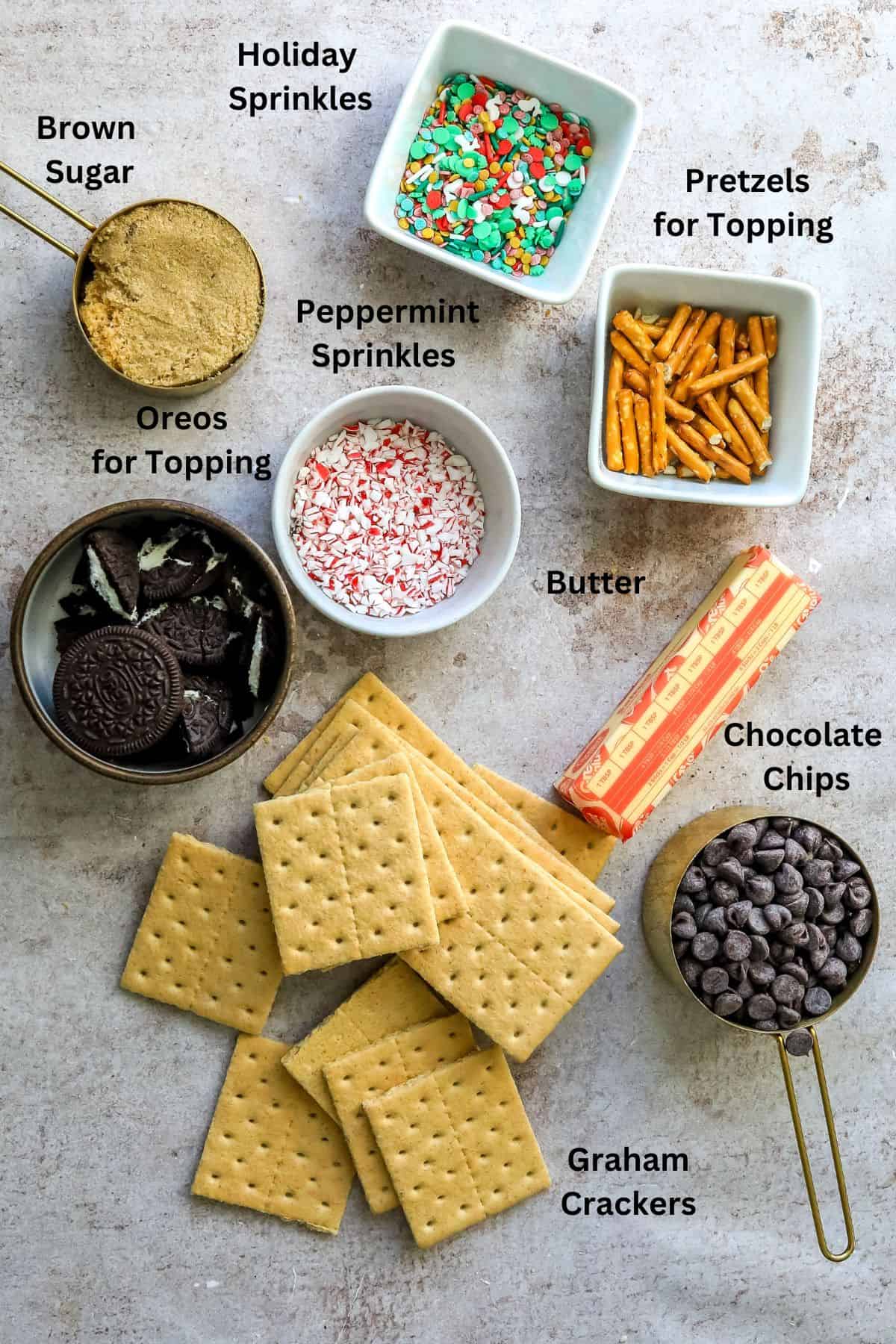 Ingredients needed to make this recipe on a counter in small bowls. 