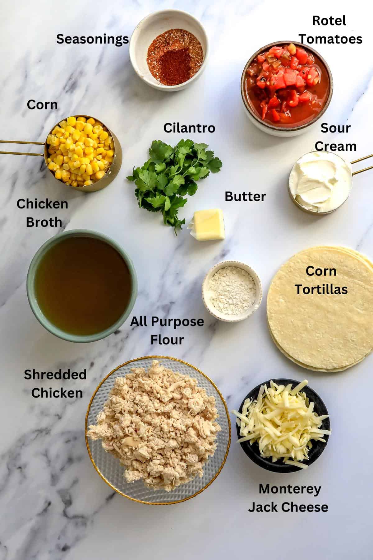 Ingredients needed to make this recipe on a counter in small bowls. 