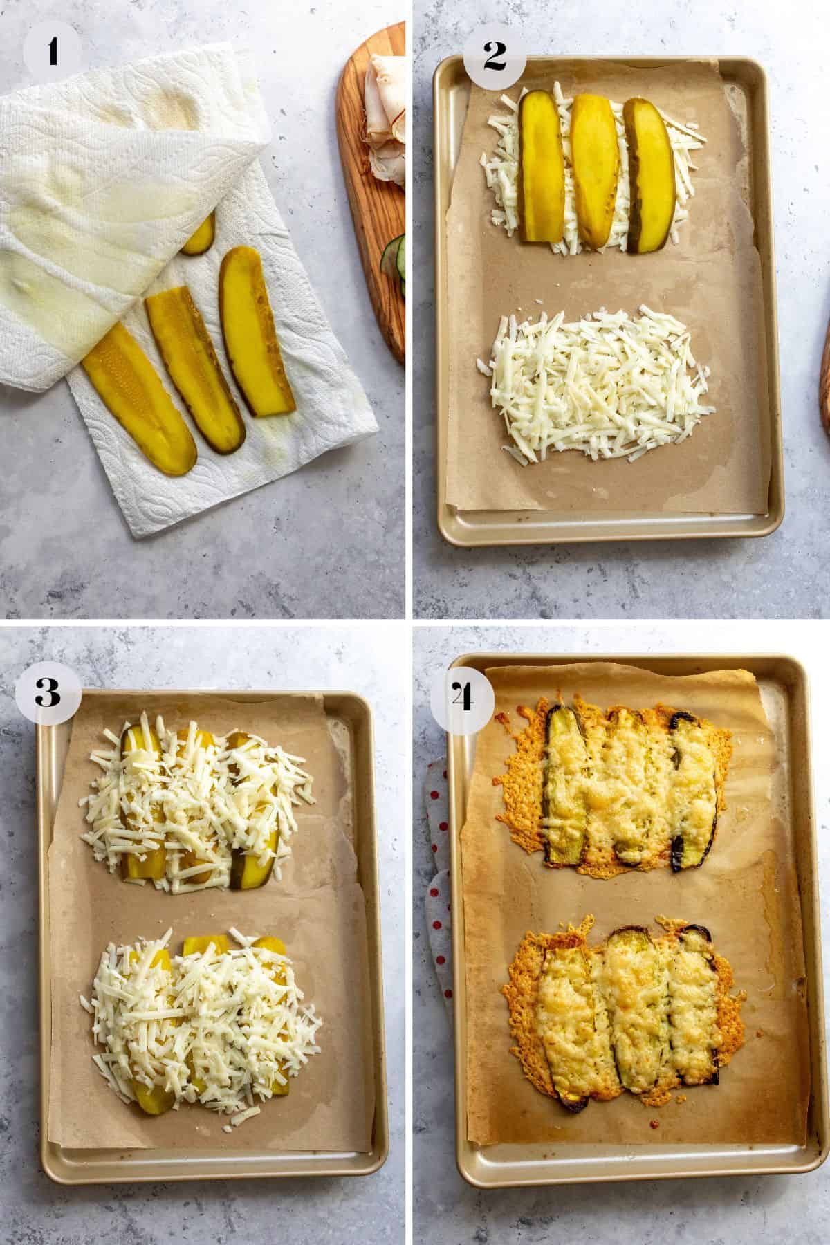 Steps to make low carb pickle and cheese wraps or sandwiches.