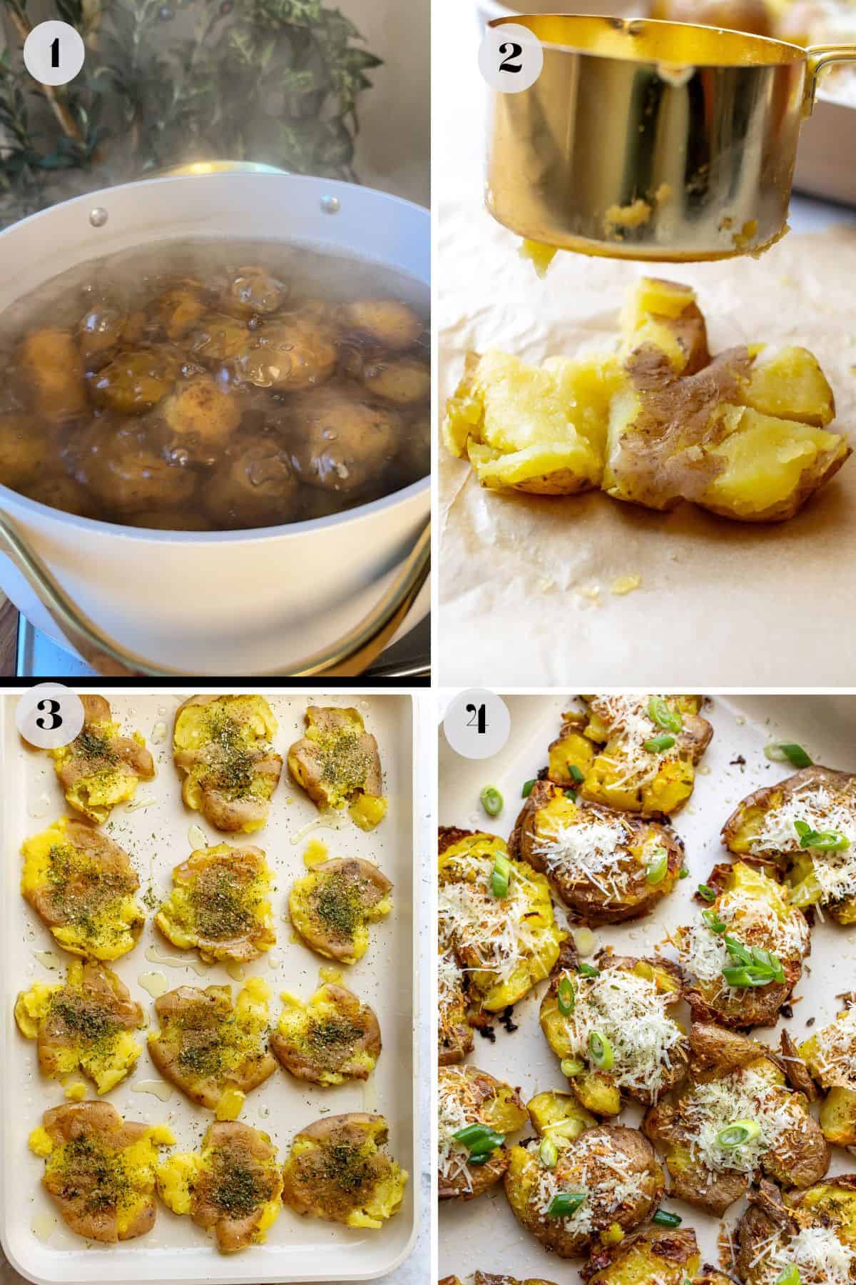 Steps to make this recipe on a cooking sheet and a pot of boiling water.