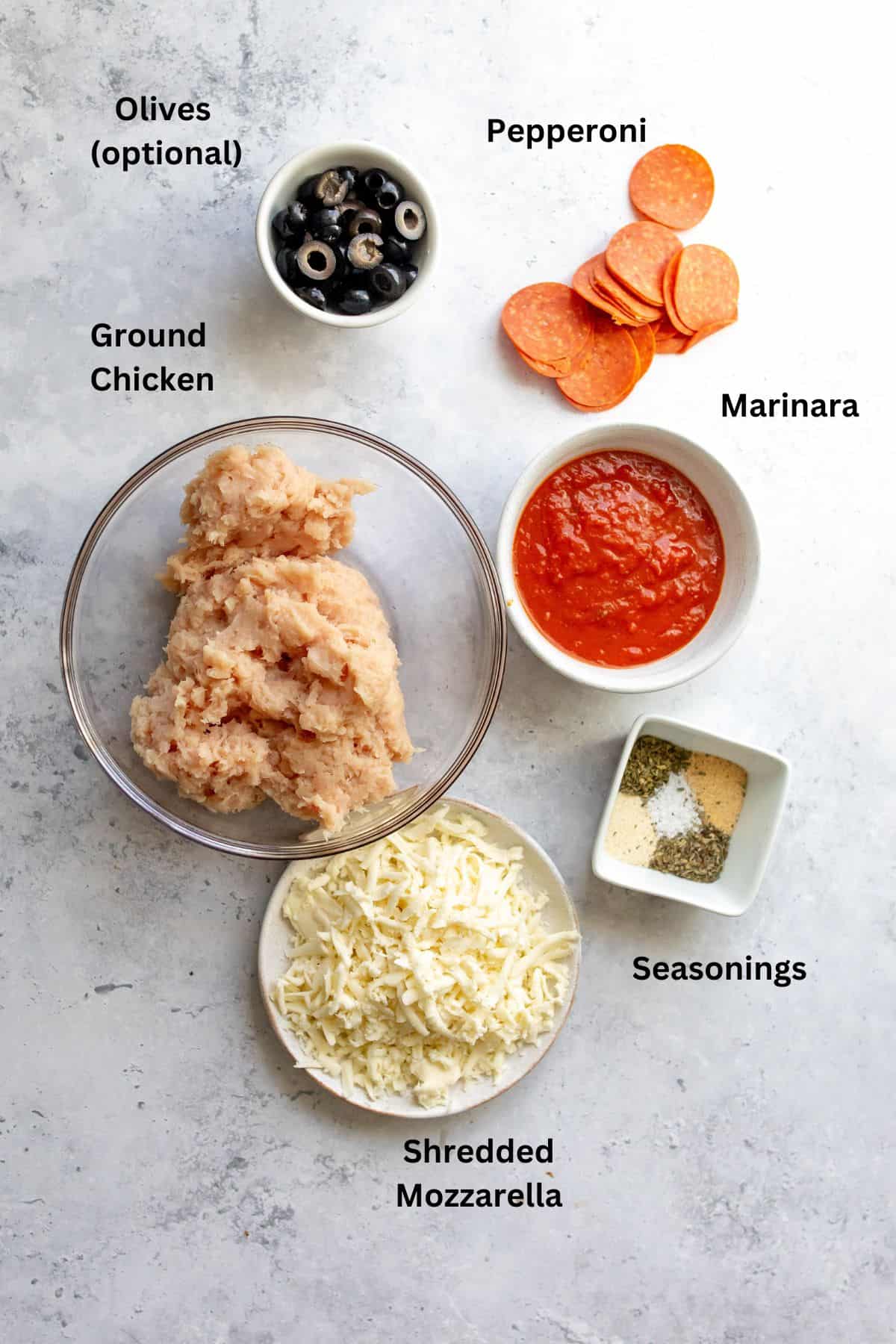 Ingredients needed to make this recipe on a counter in bowls.