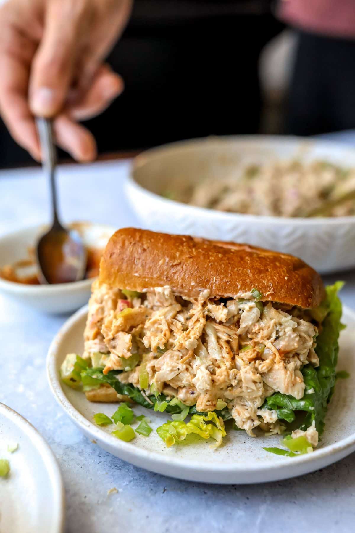 Delicious scratch made Smoked Chicken Salad is rich with flavor from slow smoked chicken. The mayo based dressing has deep flavor from seasonings that brings out all the slow cooked flavors from the chicken.