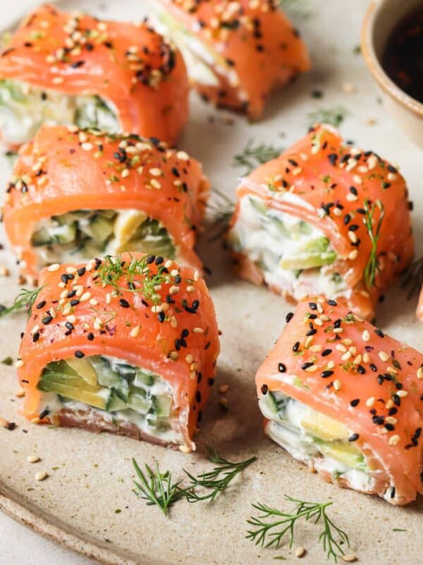 Salmon Avocado Rolls on a plate