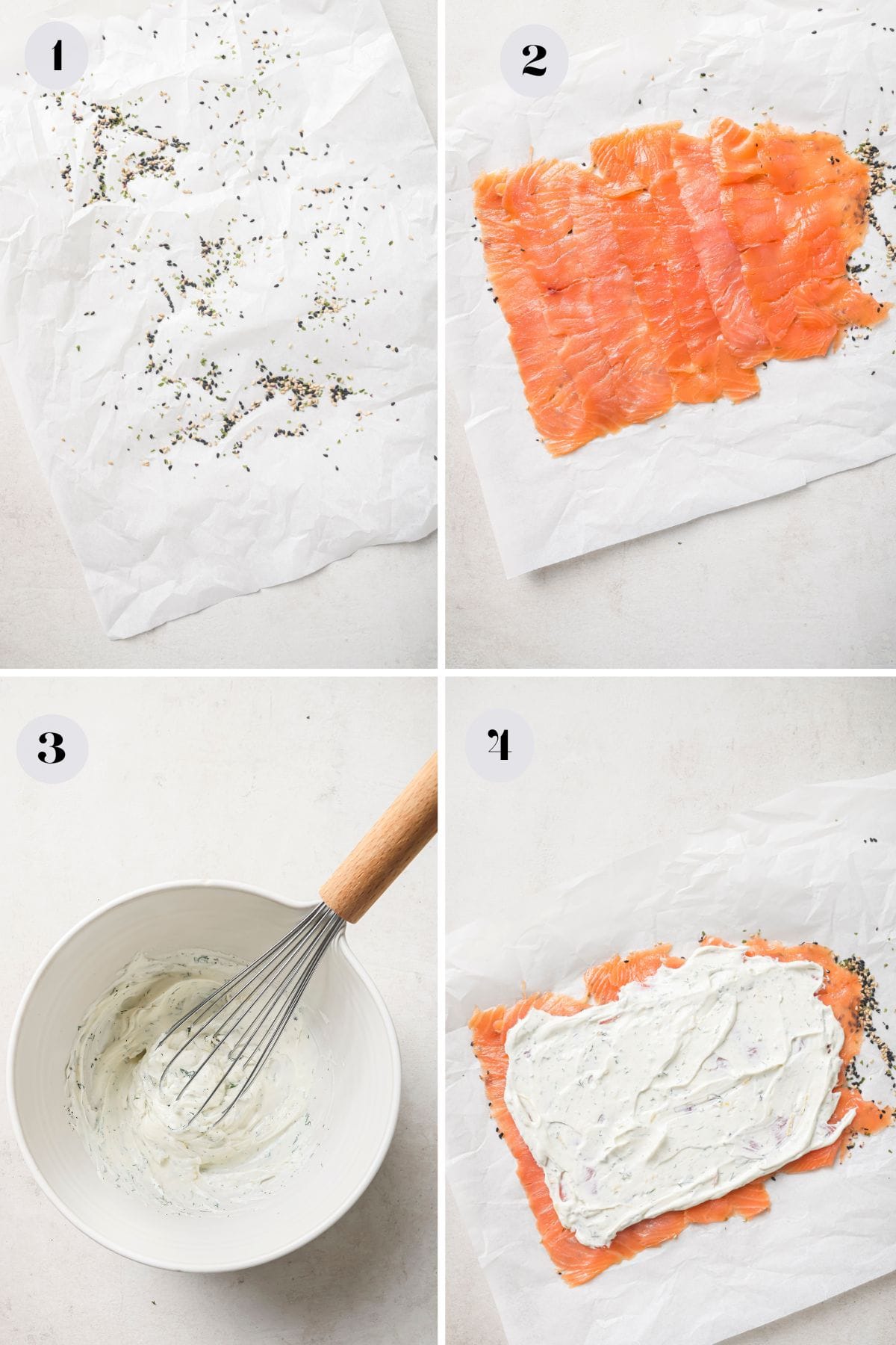 Steps of how to make an Salmon Avocado Roll 