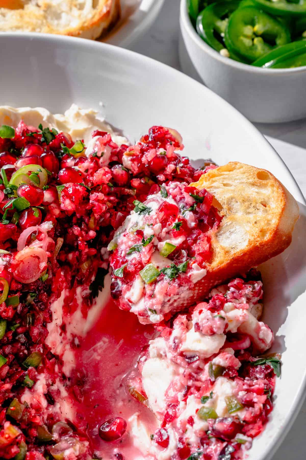 Close-up of Cranberry Jalapeño Cream Cheese Dip