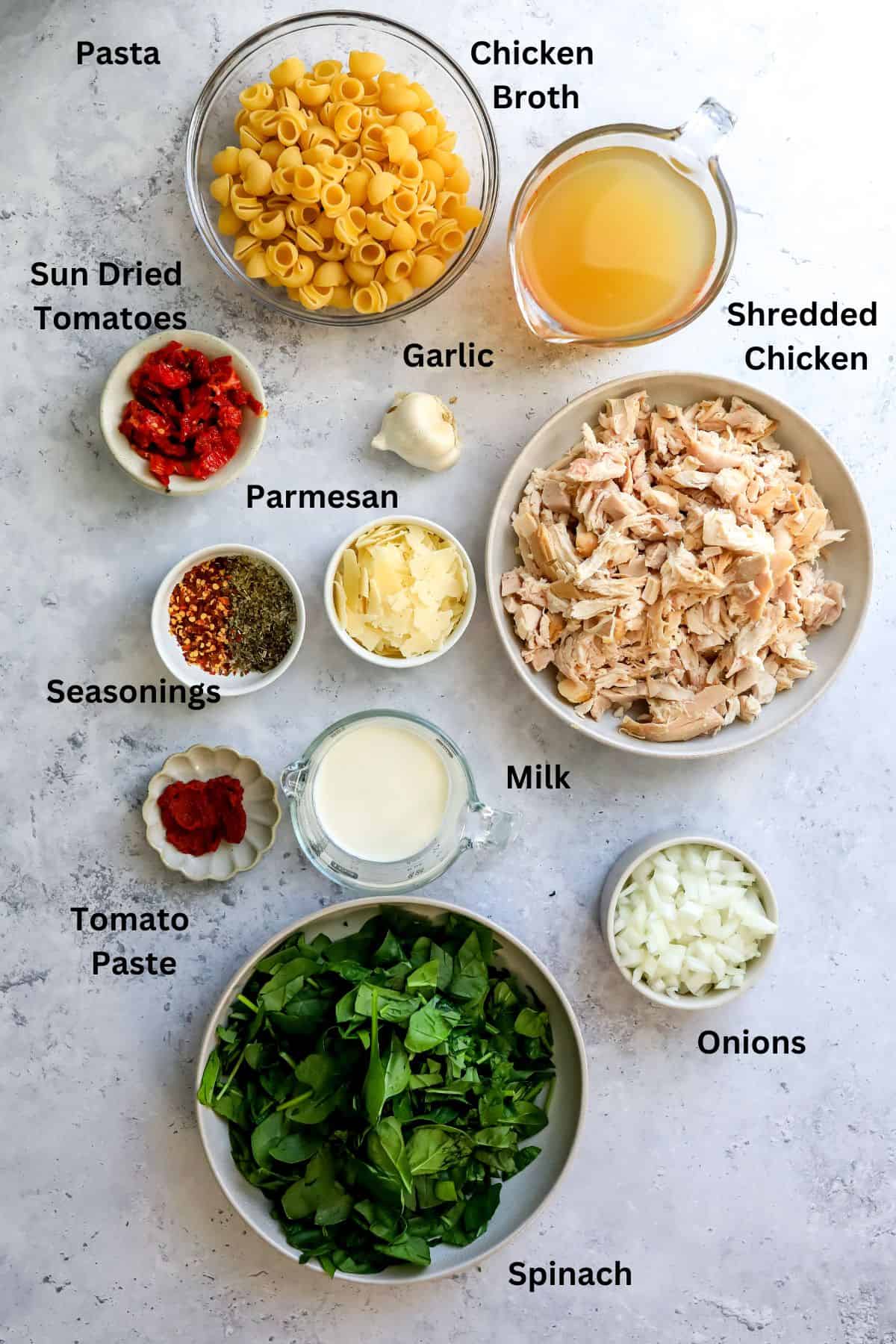 Ingredients needed to make this recipe lined up on a counter.