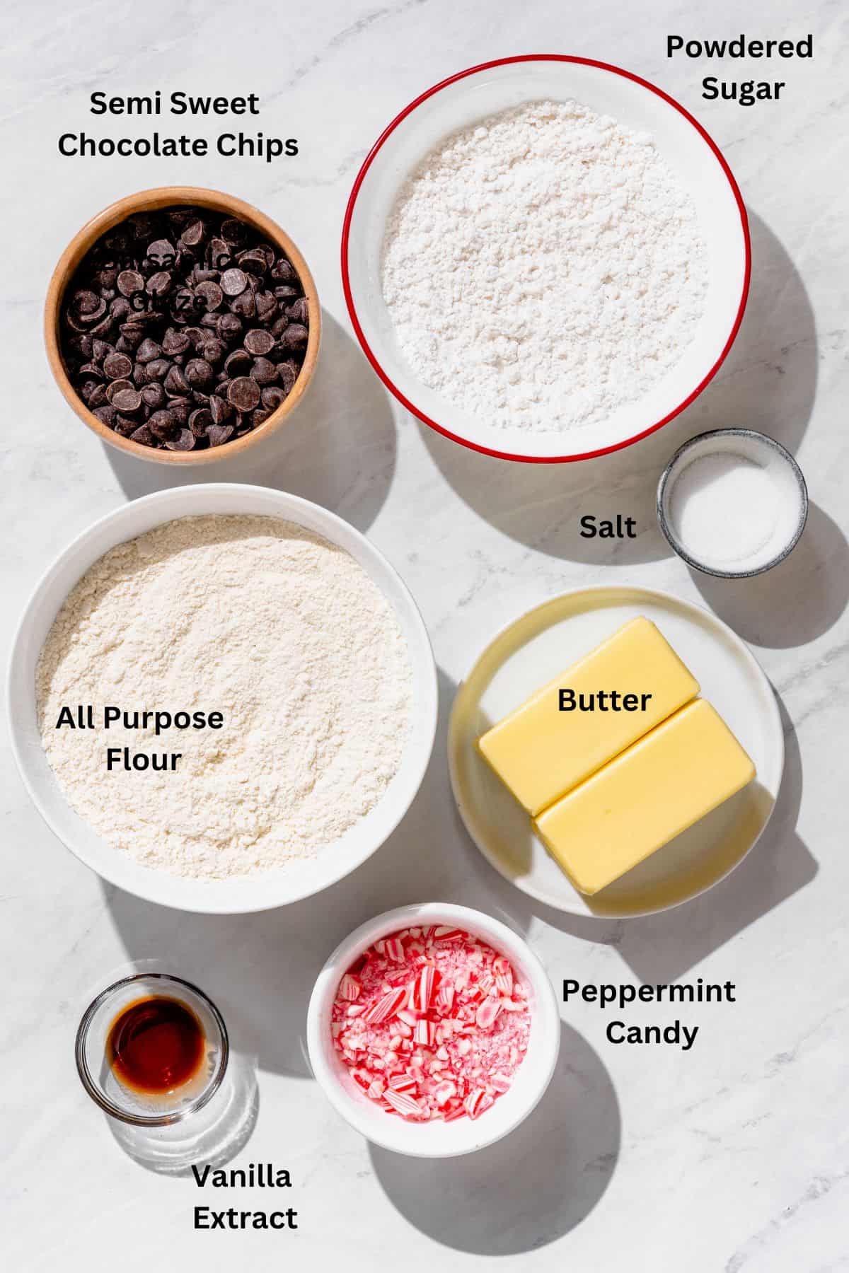 Ingredients needed to make these cookies on a counter.
