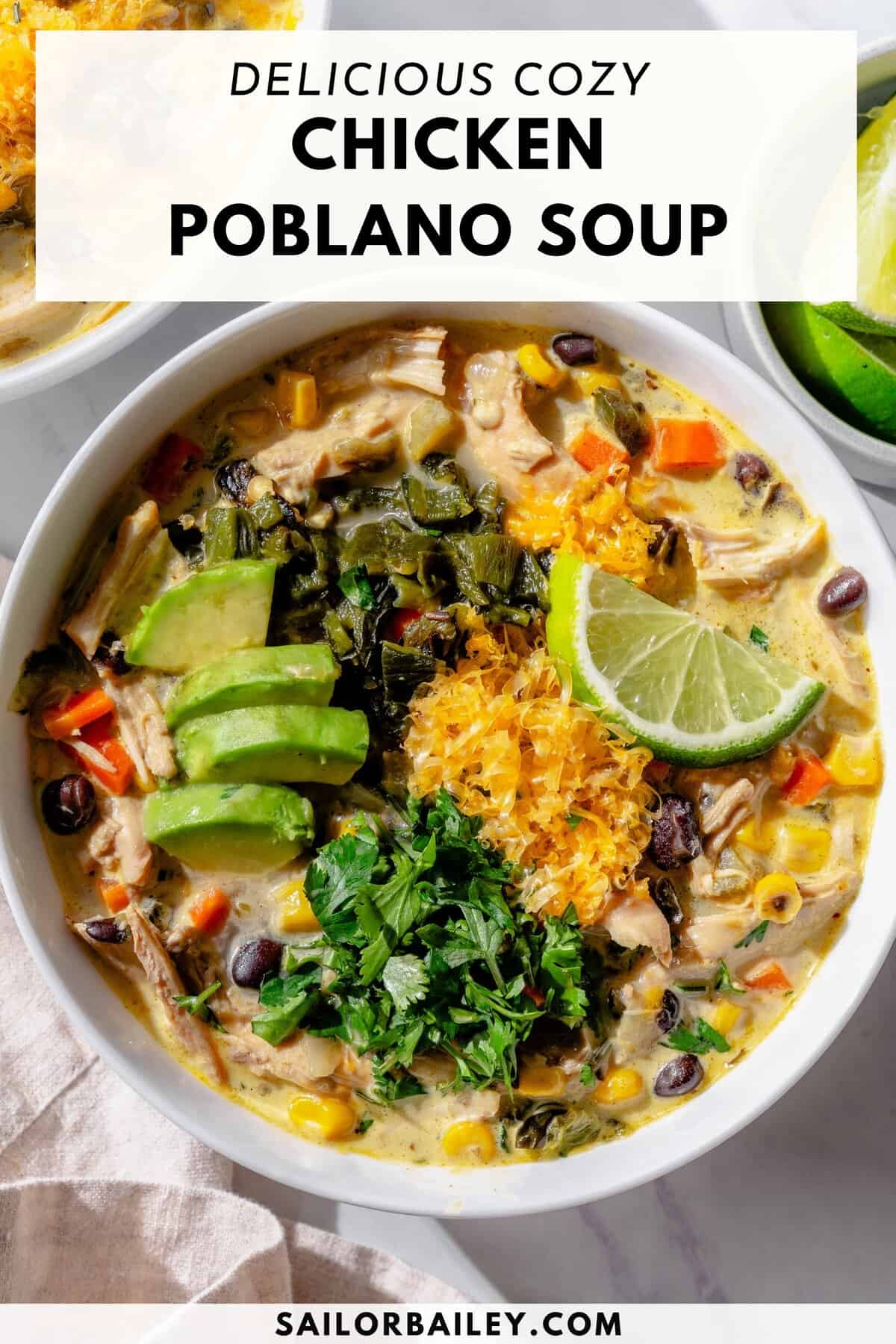 Creamy Chicken Poblano Soup - Sailor Bailey