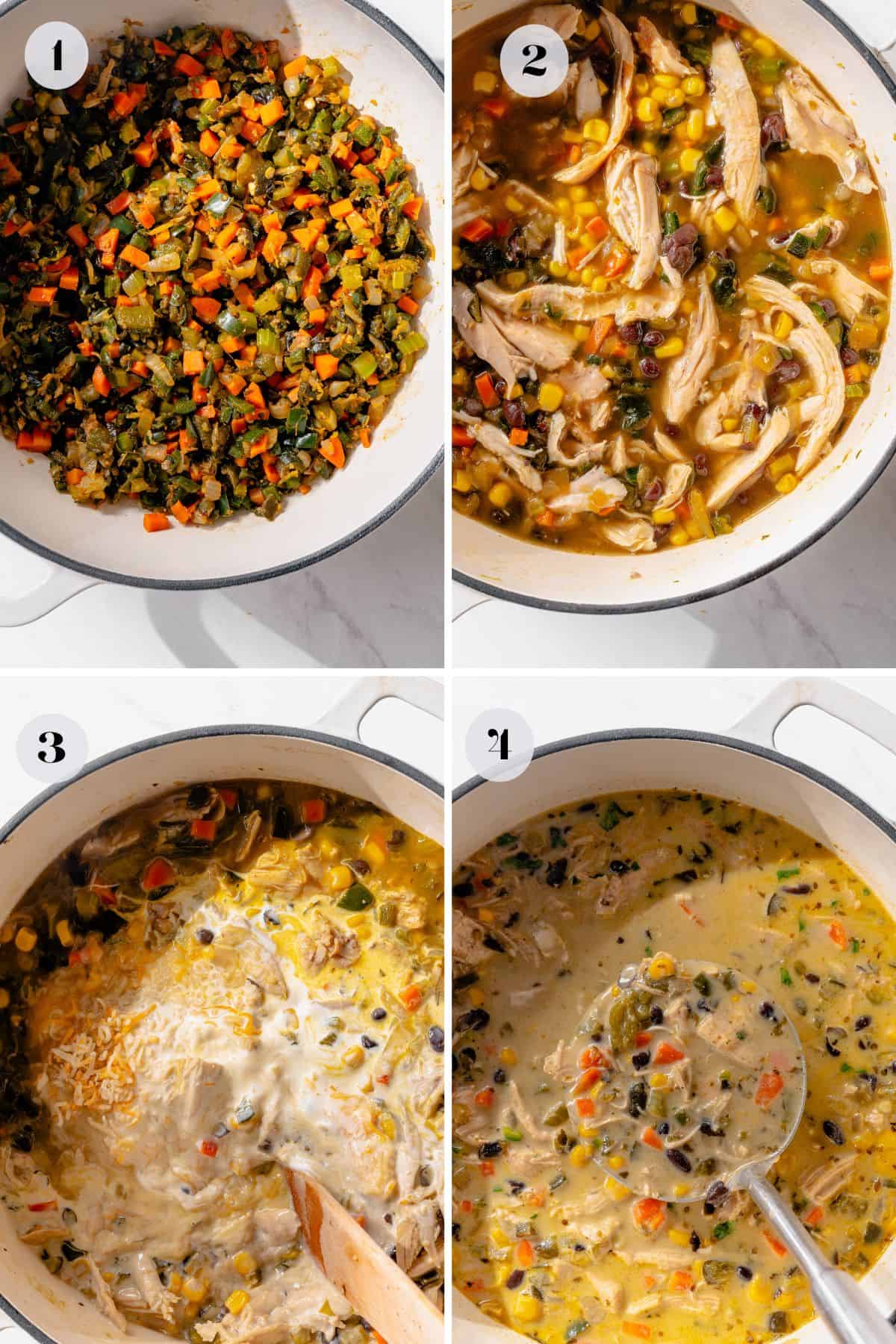 Steps to make this creamy hearty Chicken Poblano Soup 