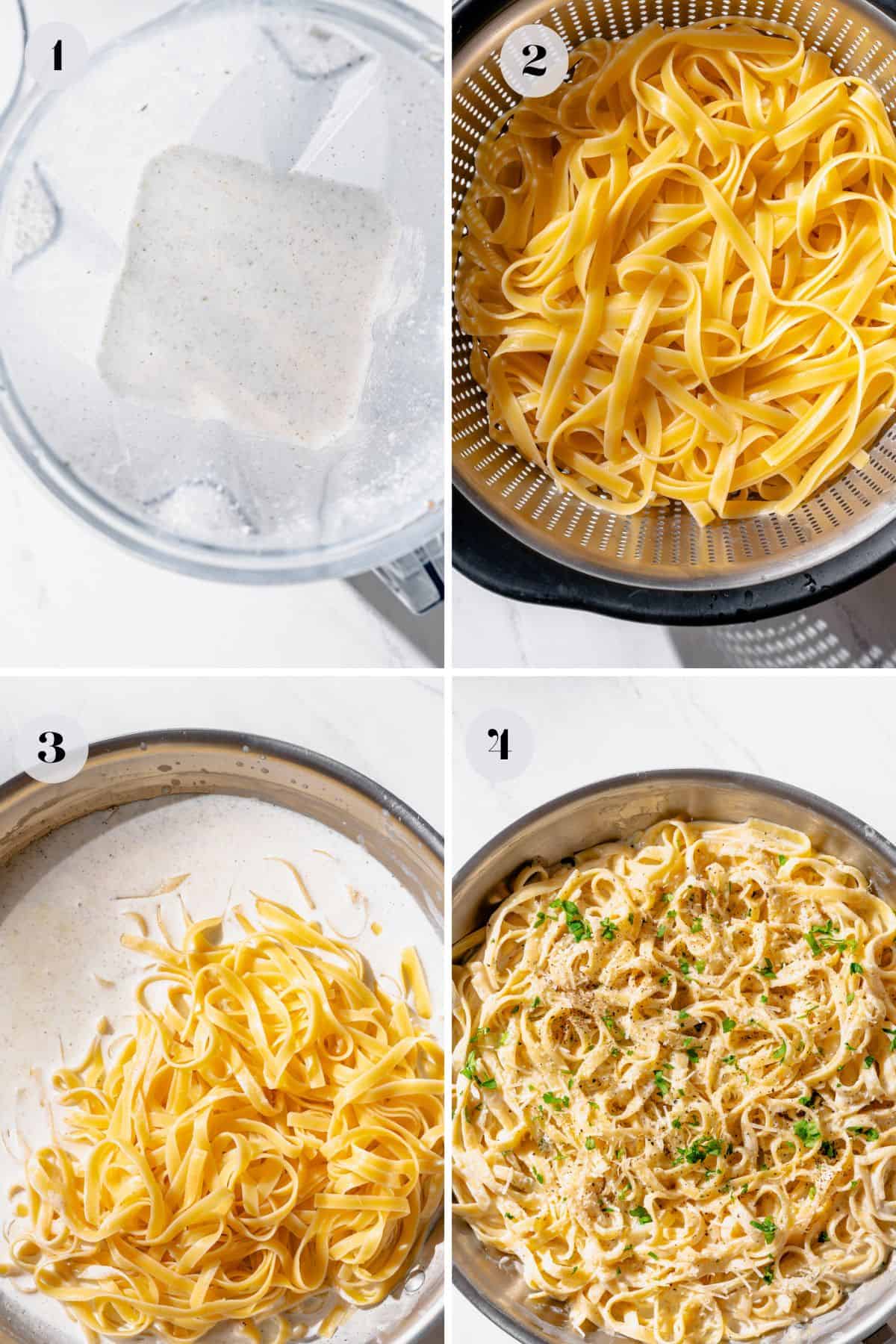 Steps to make this high protein alfredo sauce in the blender.