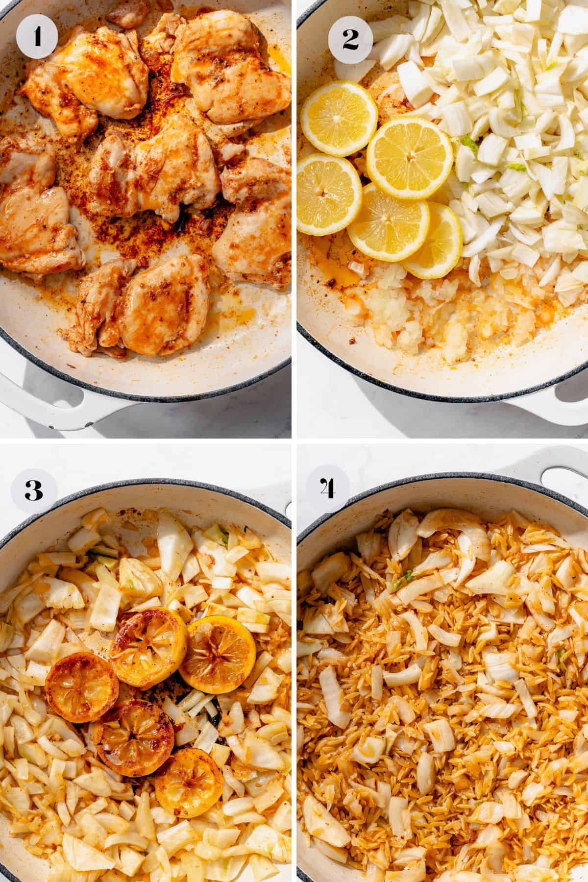 Steps to make Juicy roasted chicken thighs with lemon and orzo pasta