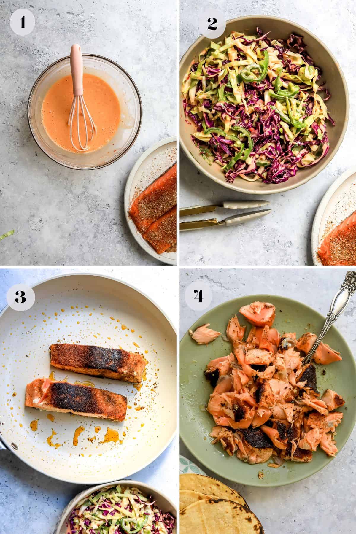 Steps to make this recipe on a counter in bowls. 