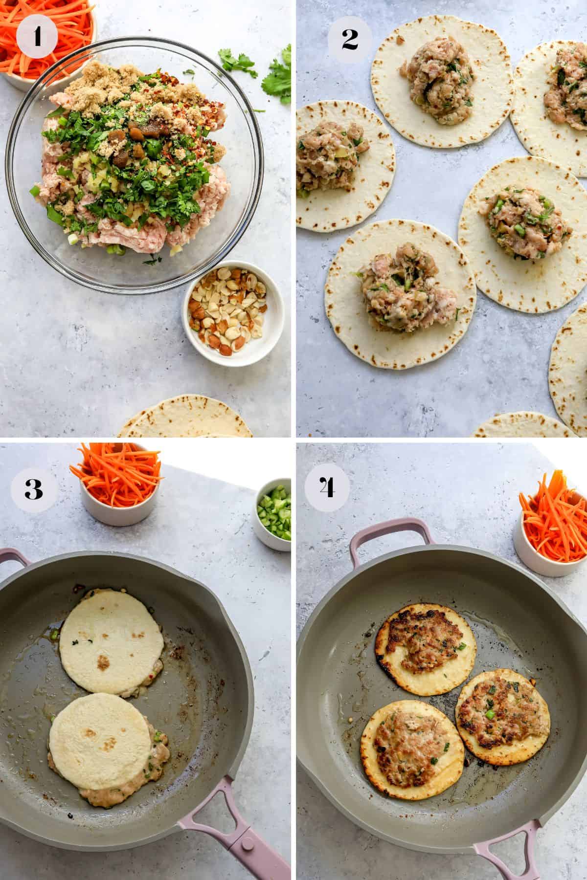 Easy steps to make this recipe in a grey skillet. 