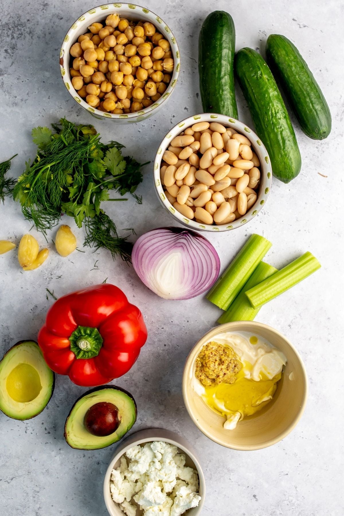 Ingredients on a counter laid out to make this recipe.
